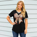 Football Bow Faux Sequin Top