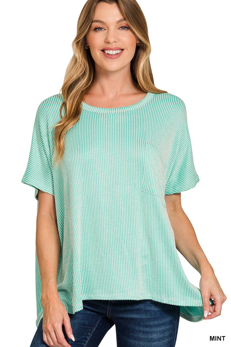 Corded Rib Oversized Short-sleeve Top