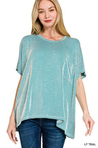 Corded Rib Oversized Short-sleeve Top