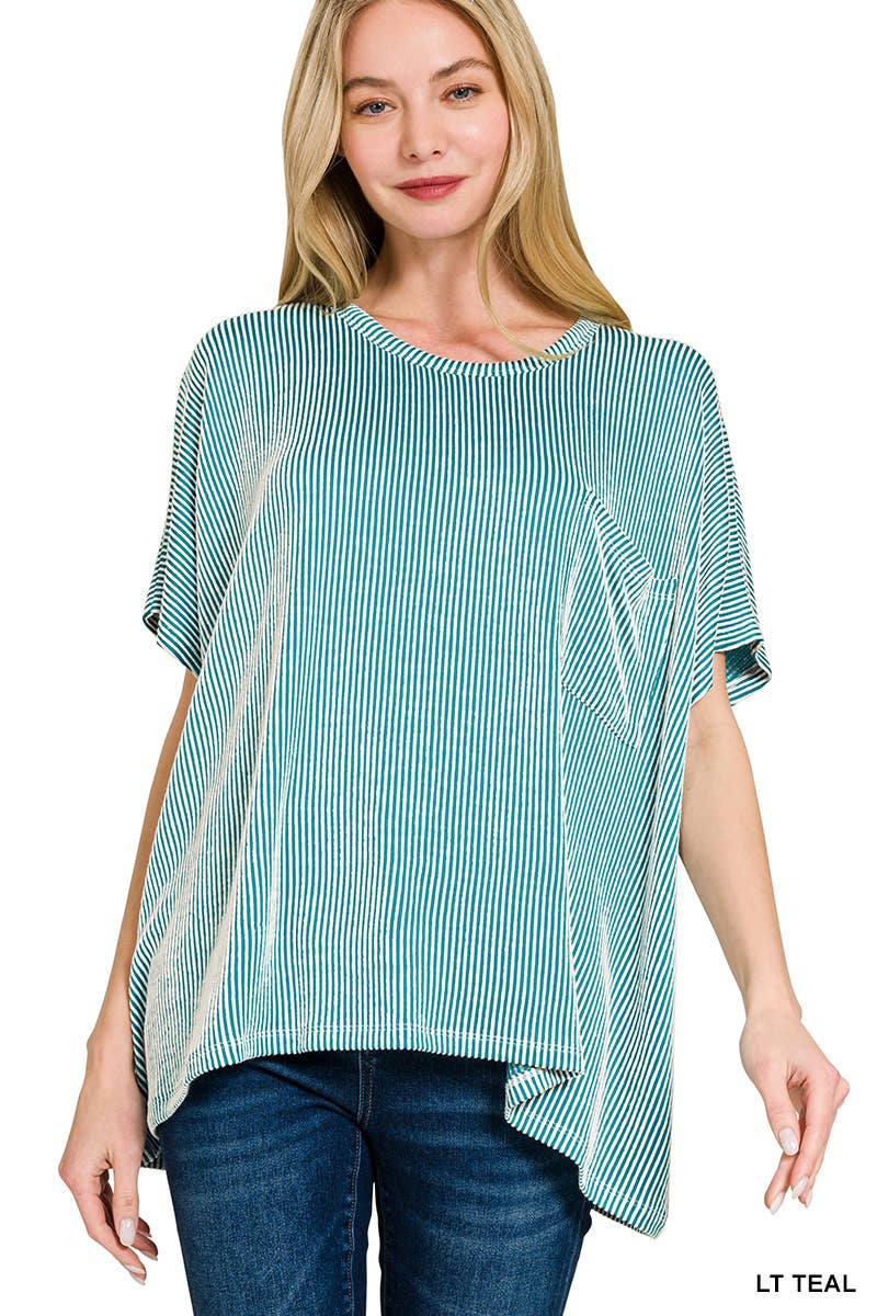Corded Rib Oversized Short-sleeve Top