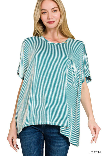 Corded Rib Oversized Short-sleeve Top