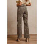 LEOPARD PRINT HIGH RISE FLARE JEANS