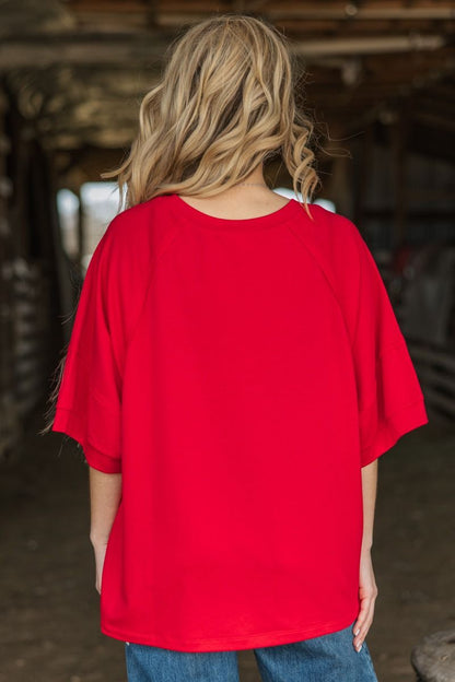 Red ANDREE X NICOLE MORGAN TERRY Oversized Top