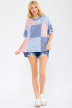 Floral Patchwork Short Sleeve Top