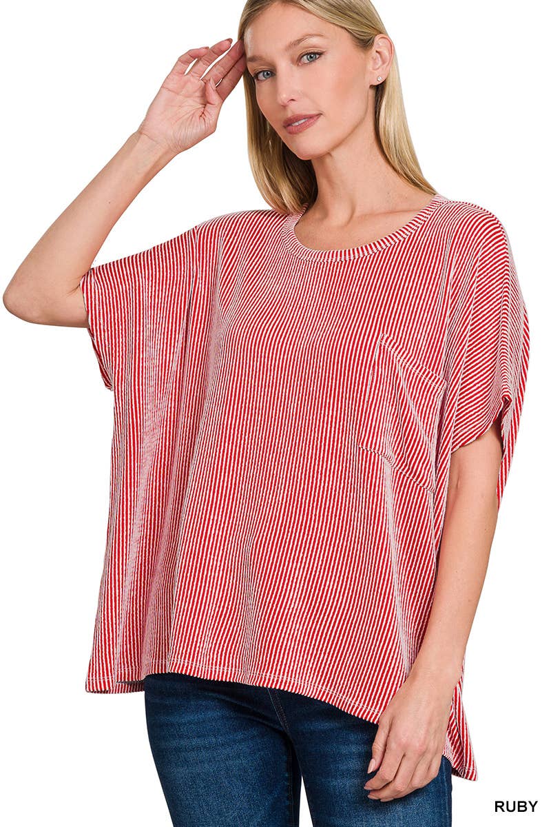 Corded Rib Oversized Short-sleeve Top