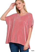 Corded Rib Oversized Short-sleeve Top