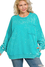 Zenana Terry Acid Wash Long Sleeve