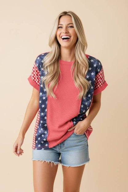 4TH CUT Americana-inspired knit top
