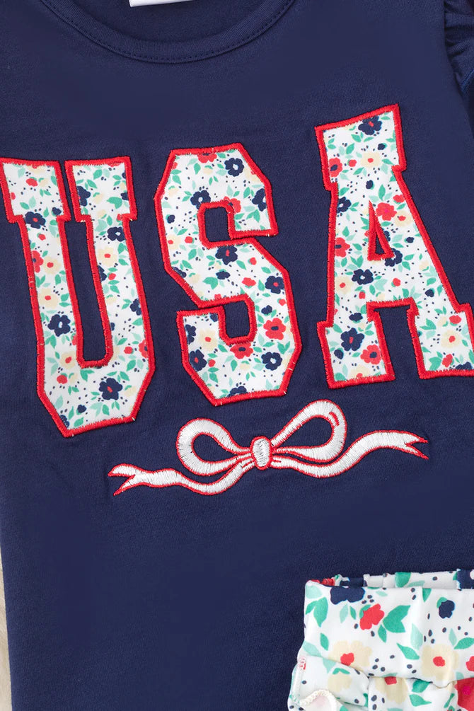 USA Graphic Tee & Ruffle Shorts
