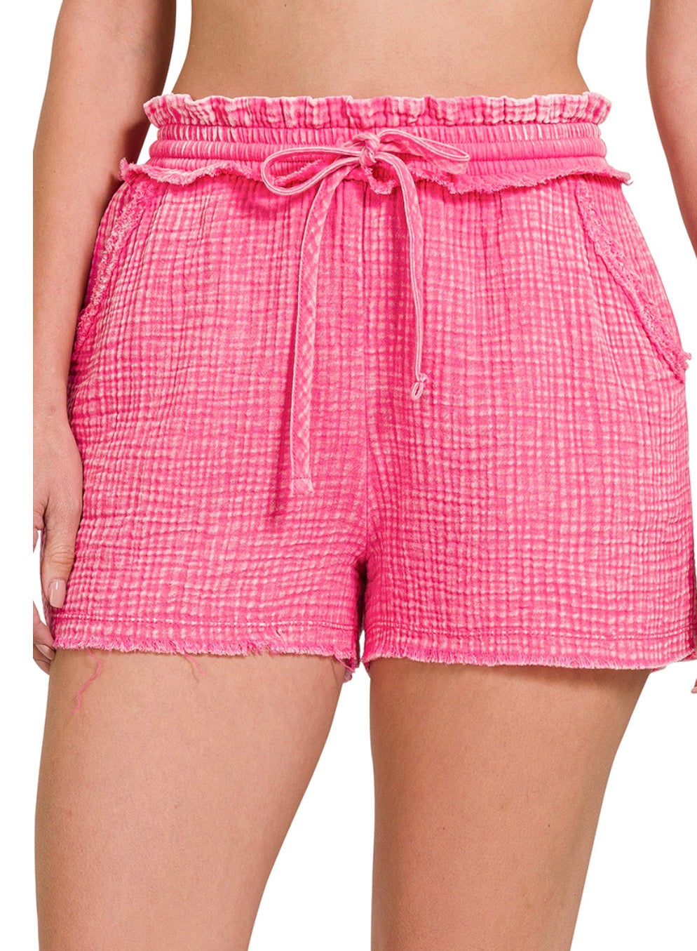 Zenana Double Gauze Drawstring Short