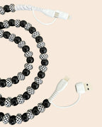 CHECKETBOARD BEADED PHONE CHARGING CABLE 4-IN-1