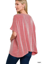 Corded Rib Oversized Short-sleeve Top