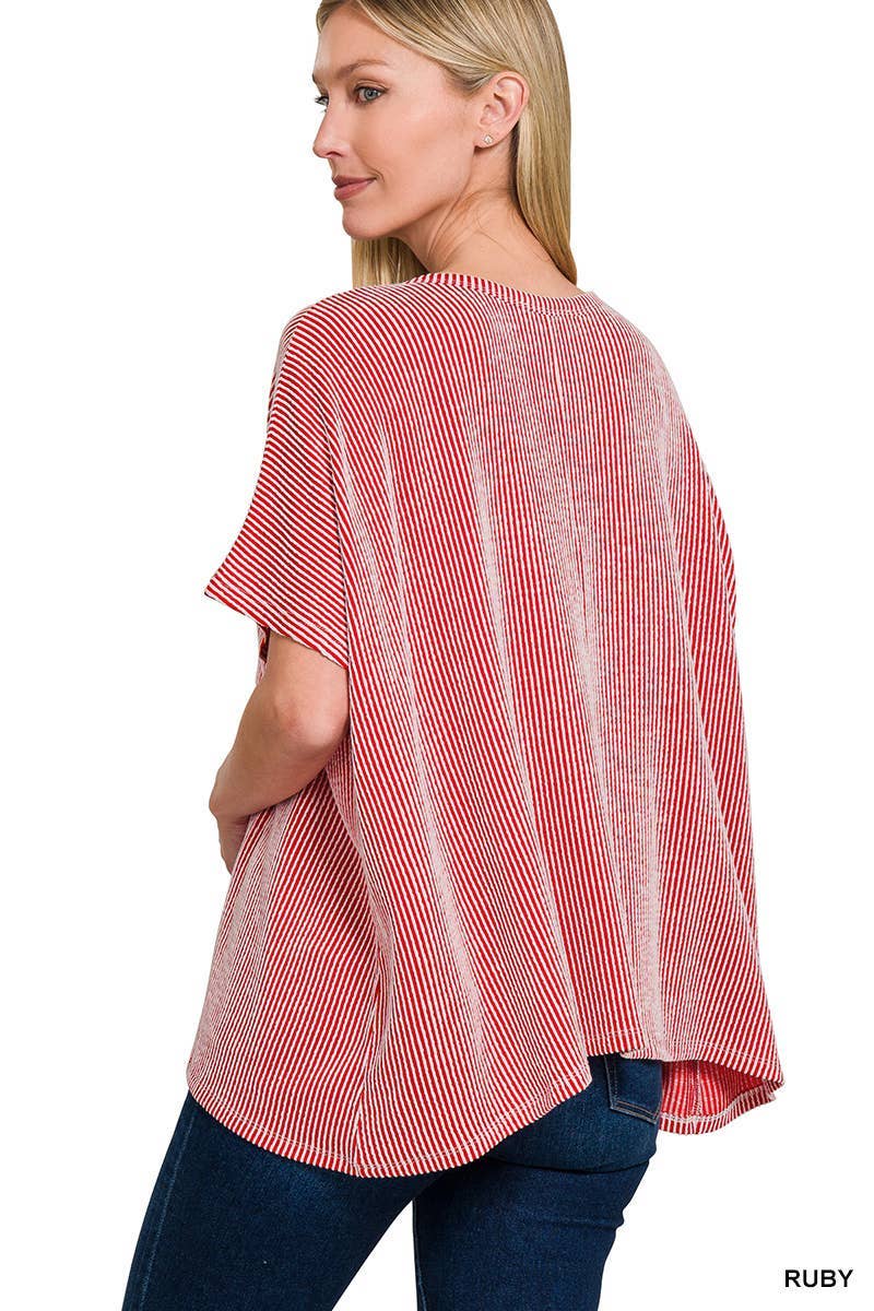 Corded Rib Oversized Short-sleeve Top