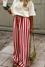 Striped Wide-Leg Casual Pants