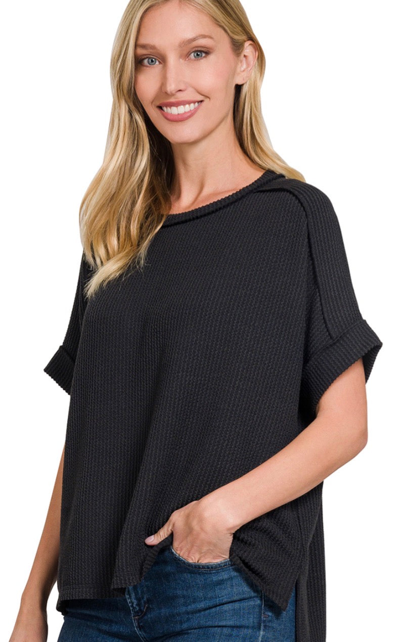 Zenana Raised Ribbed Cuffed Tee