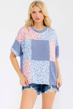 Floral Patchwork Short Sleeve Top