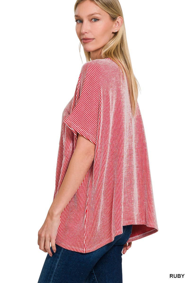 Corded Rib Oversized Short-sleeve Top