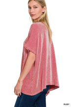 Corded Rib Oversized Short-sleeve Top