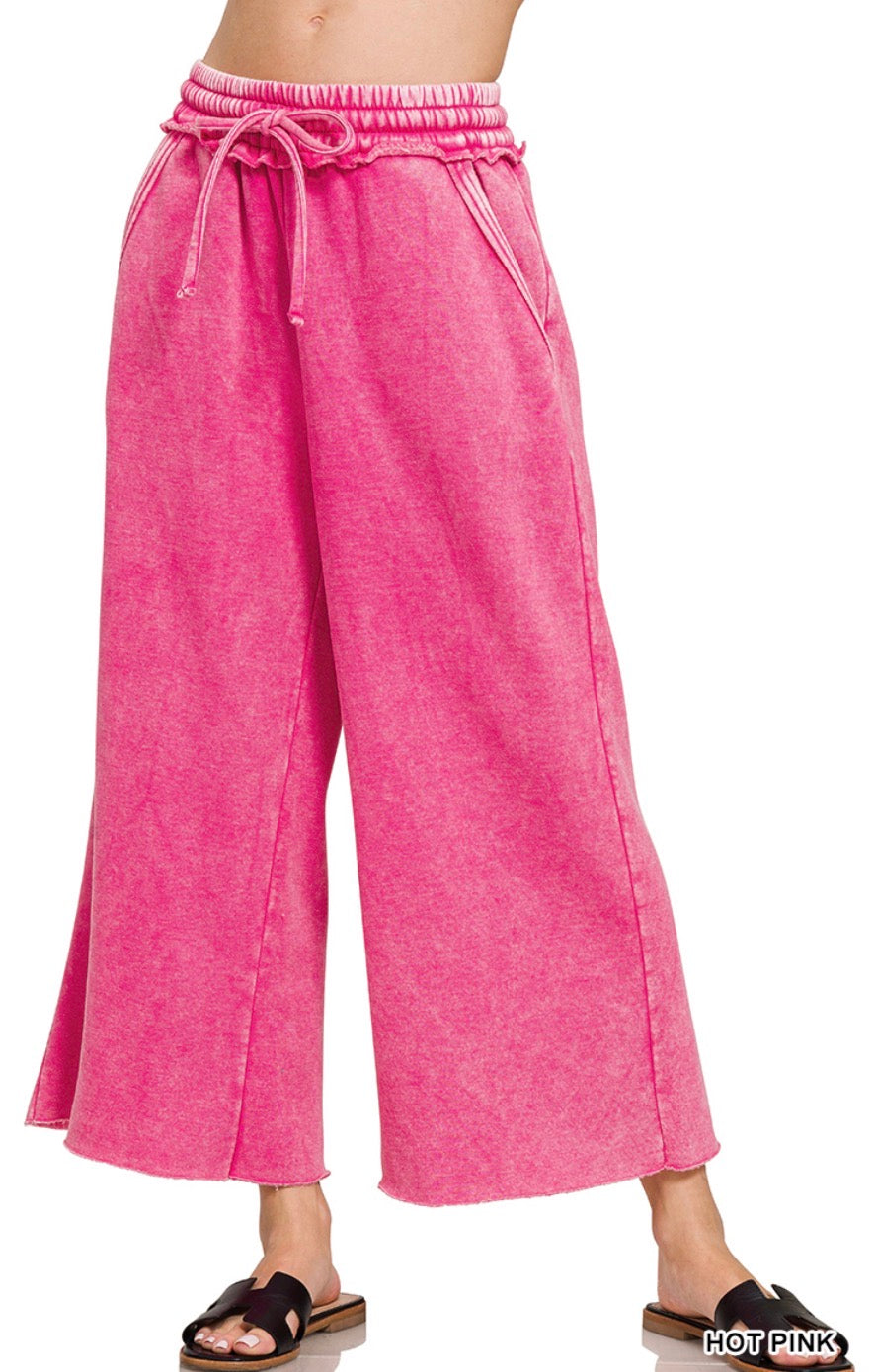 Zenana Acid Wash Palazzo Pants