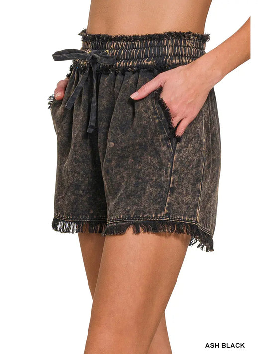 Zenana Washed Linen Shorts