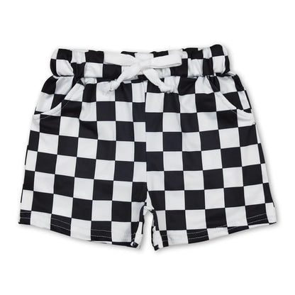 Kids Checkered Drawstring Shorts