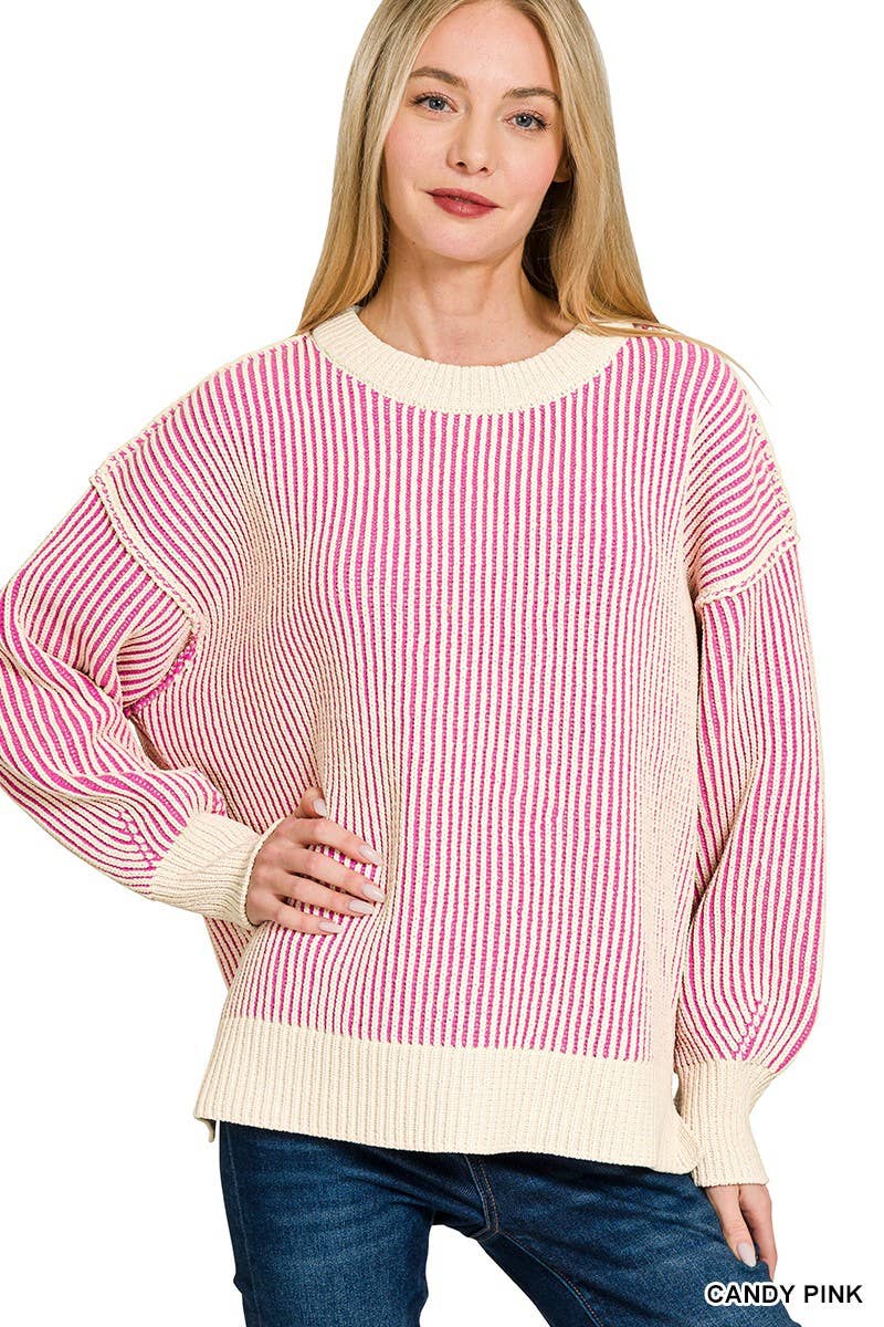 Two Tone Crewneck Sweater
