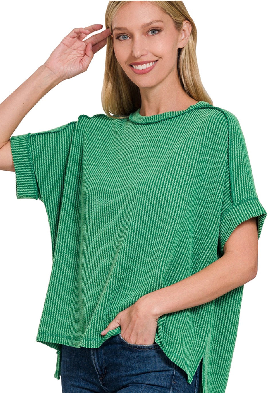 Zenana Raised Ribbed Cuffed Tee