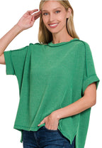 Zenana Raised Ribbed Cuffed Tee