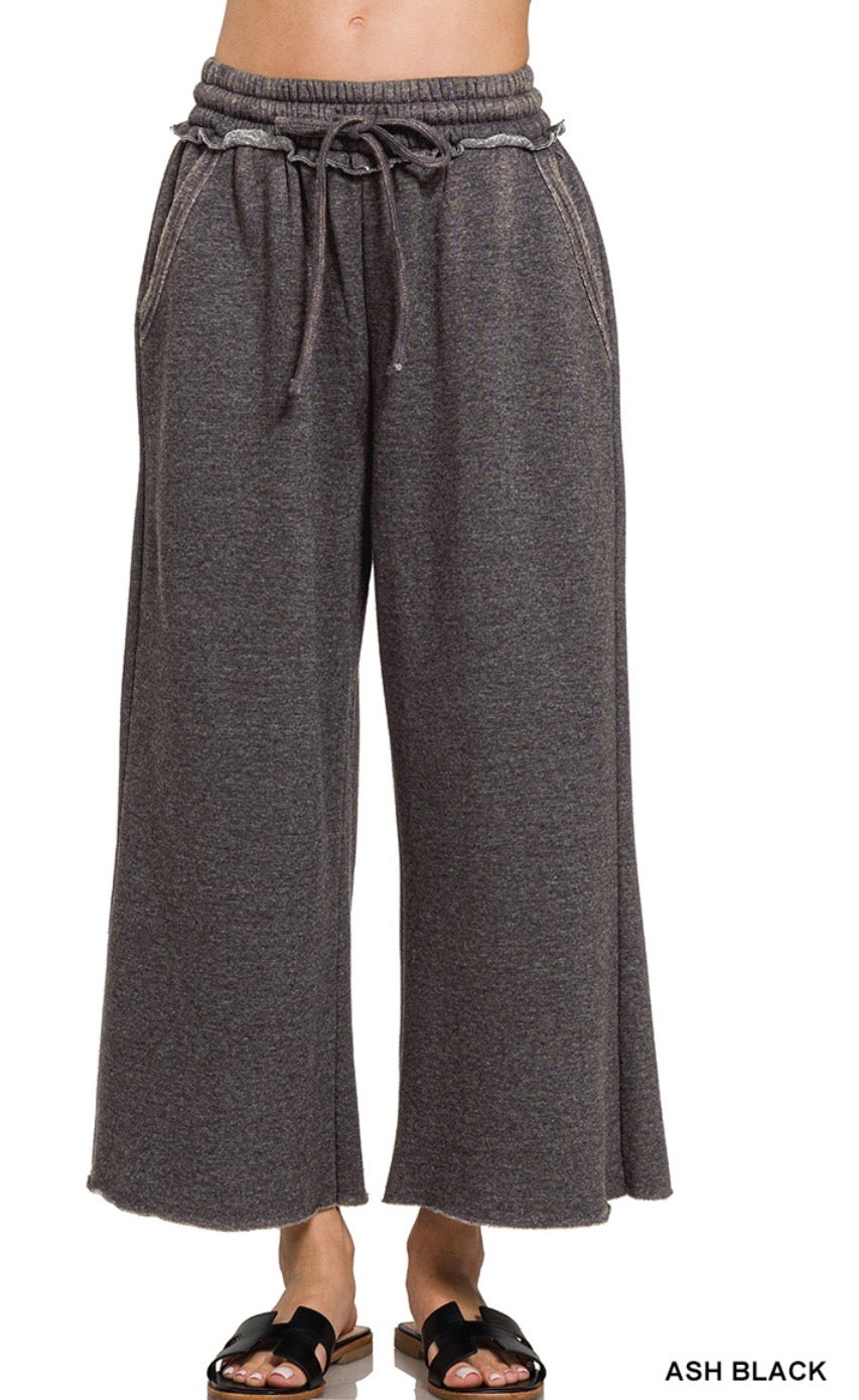 Zenana Acid Wash Palazzo Pants