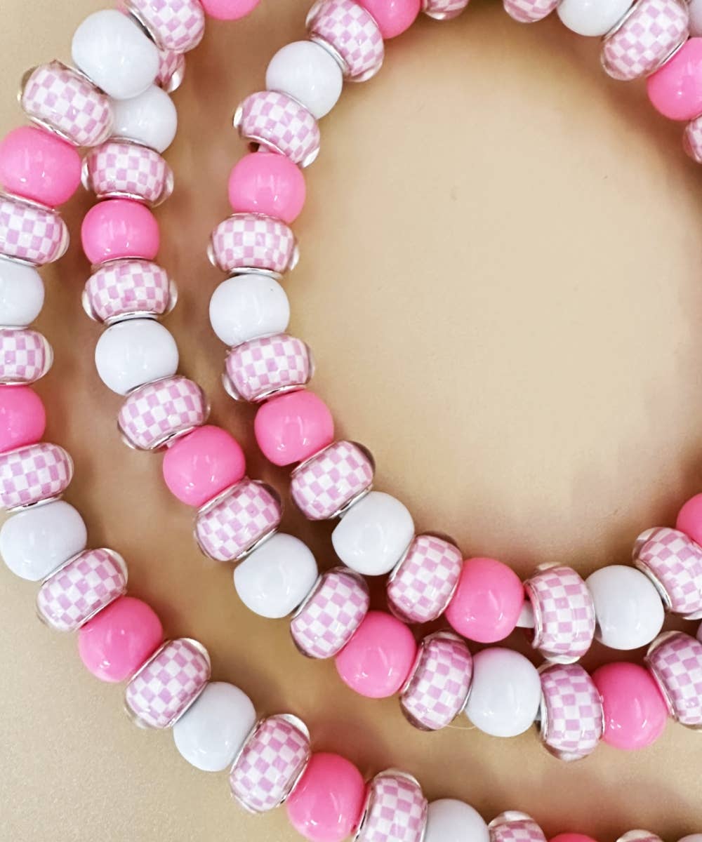 CHECKERBOARD BEADED PHONE CHARGING CABLE 2-IN-1