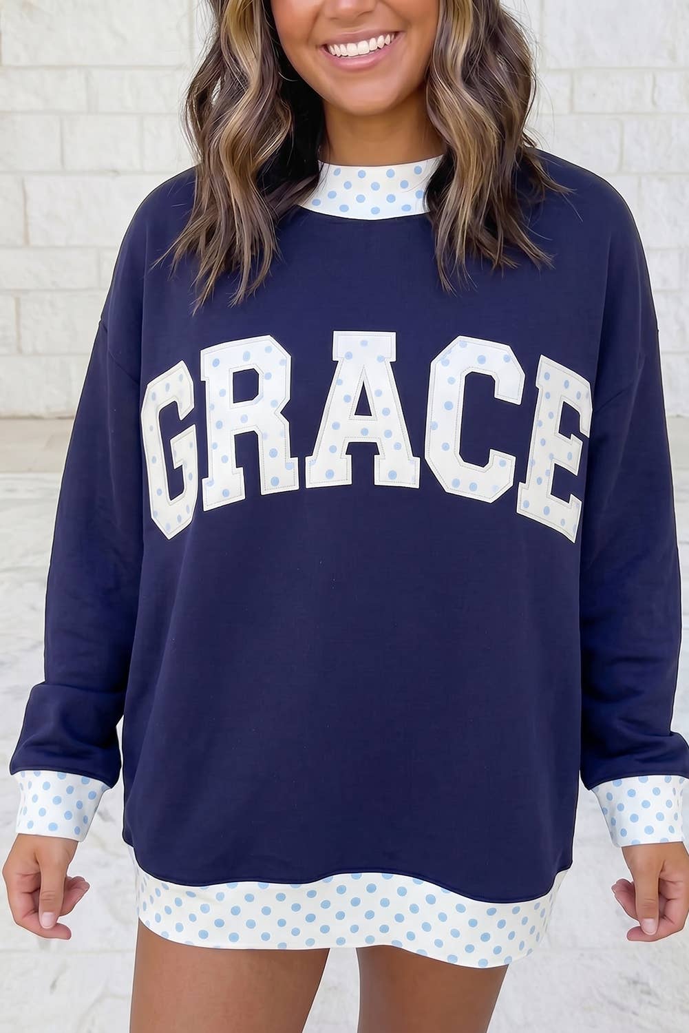 FAITH Embroidered Mock Neck Sweatshirt