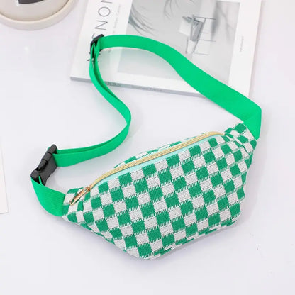 Zenana Knit Checkered Bum Bag