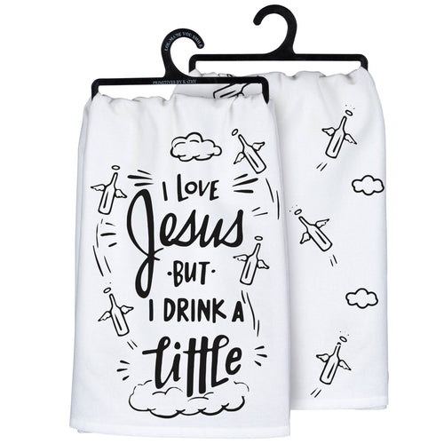 "I Love Jesus But I Drink A Little" Kitchen Towel