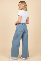 HP40115 Pinstripe wide leg drawstring pants