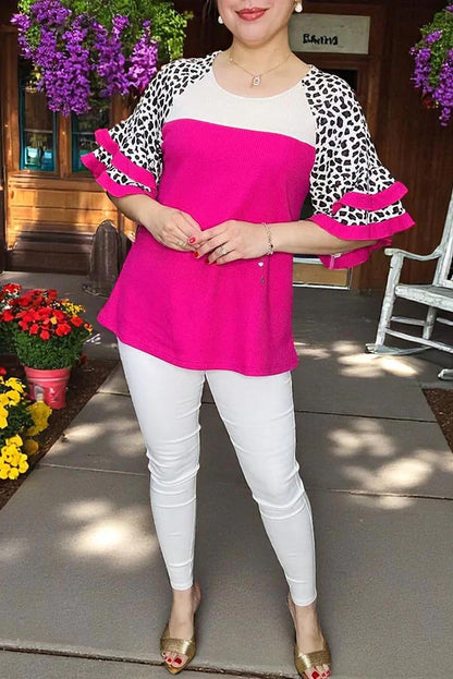 Southern Stitch Ruffle Leopard Sleeve