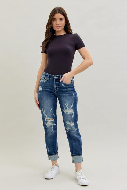 JUDY BLUE Rebel Cuff Judy Blue Boyfriend Jeans