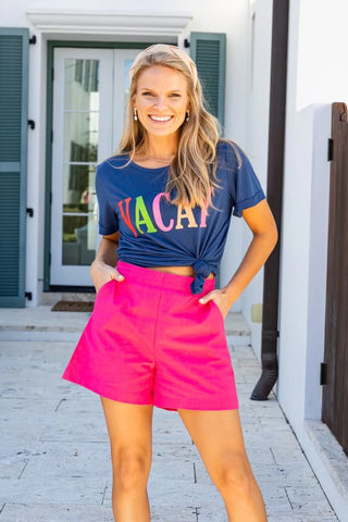 VACAY on the Navy Block Letter Tee