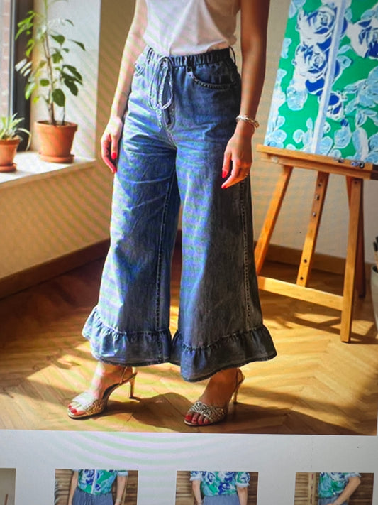 Denim Ruffle Leg