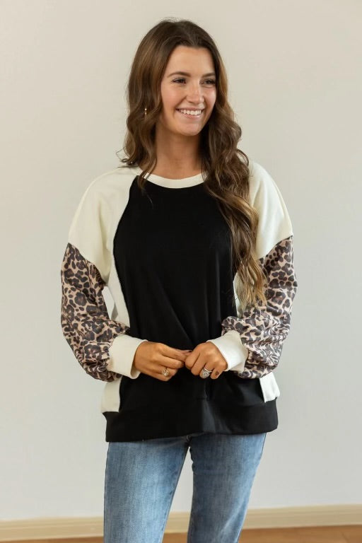 Fleeced Color Block Sweatshirt