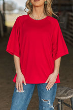 Red ANDREE X NICOLE MORGAN TERRY Oversized Top