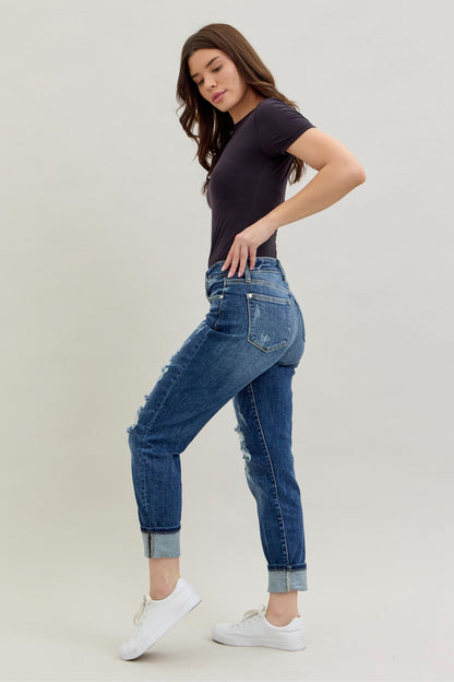 JUDY BLUE Rebel Cuff Judy Blue Boyfriend Jeans