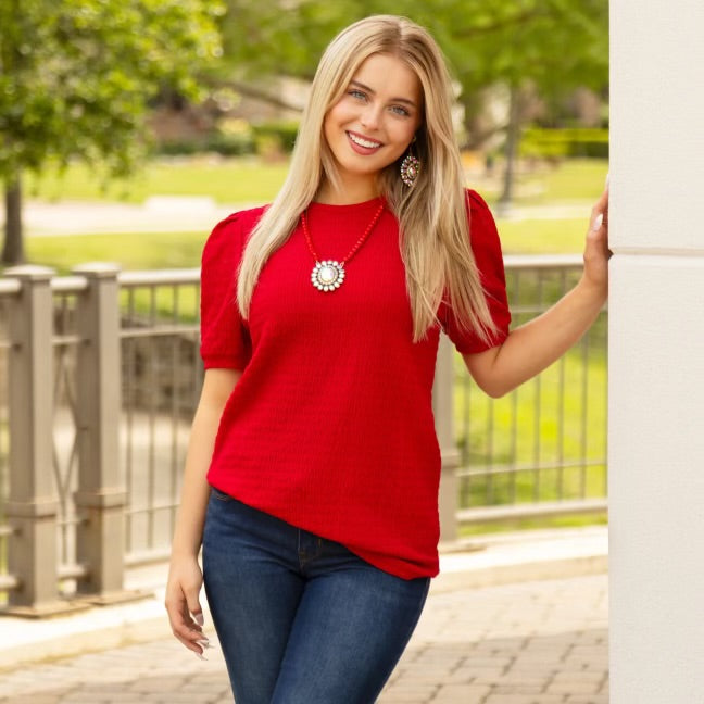 Textured Red Top