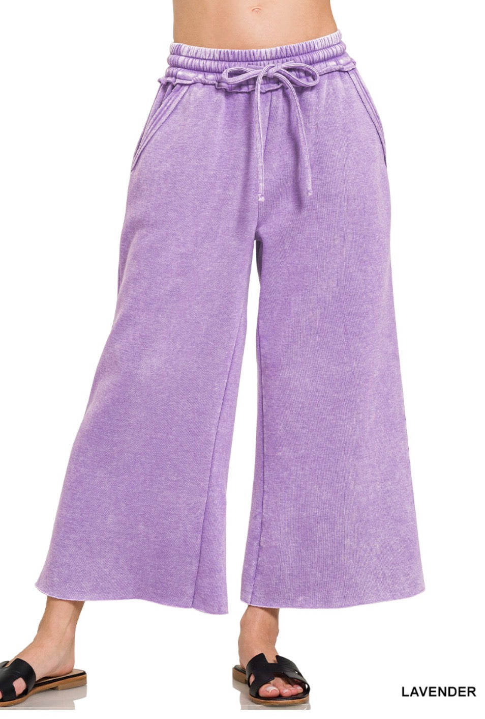 Zenana Acid Wash Palazzo Pants