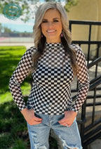 Sheer Checkered Top