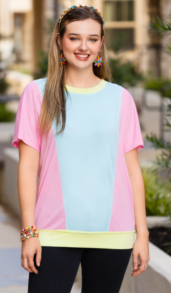 Sunshine & Rodeo Retro Color Block Top