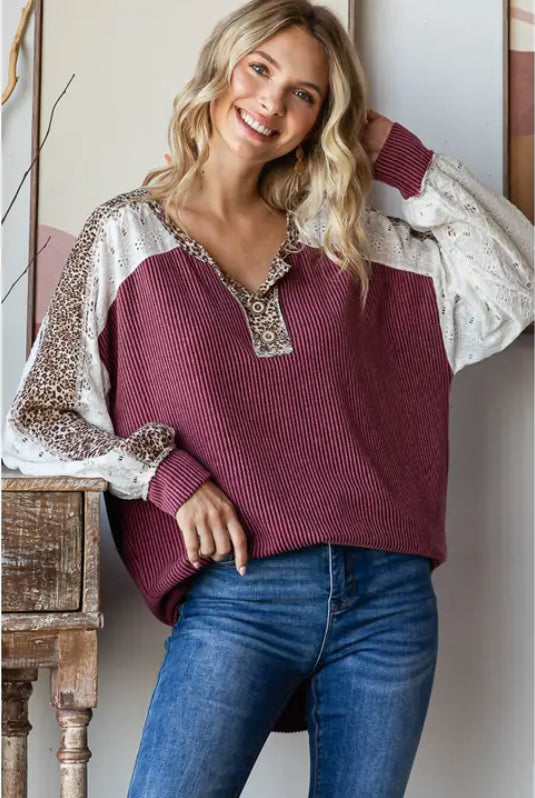 Maroon laced leopard print