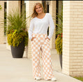 Tan & White Checkered Pants
