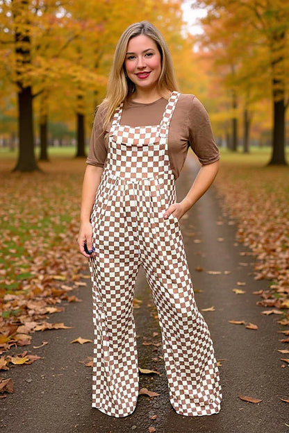 Checkered Overalls Tan