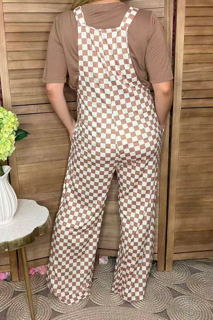 Checkered Overalls Tan