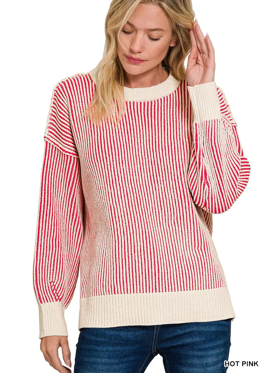 Zenana pink Ribbed Sweater